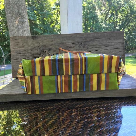 Marshall Fields Bag RARE Striped Vinyl 1970s-80s Colorful Shopping / Beach Bag - Picture 4 of 8
